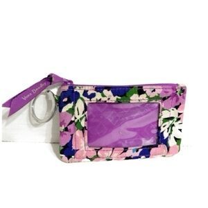 Vera Bradley Flower Garden Pattern (I think) Zip Closure ID Case Key Ring